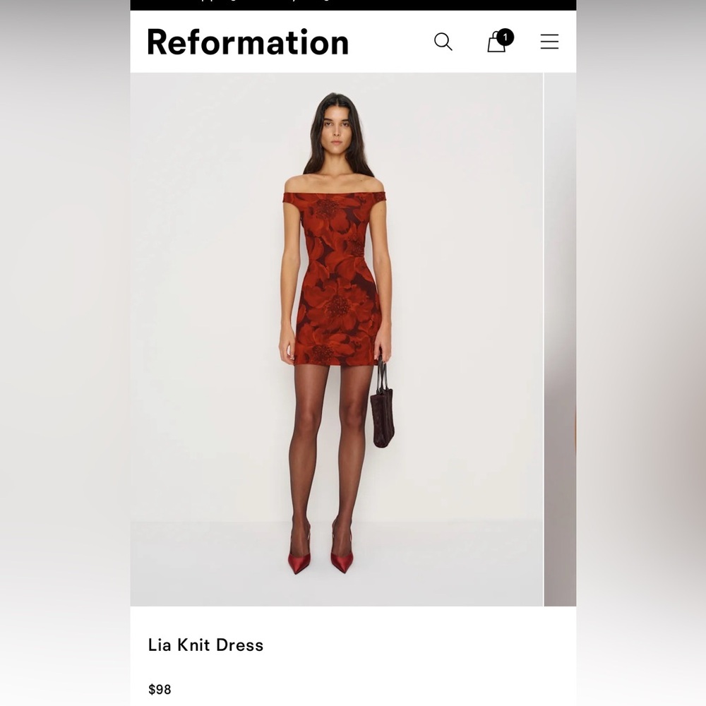 Reformation One-Shoulder Red Floral Mini Dress